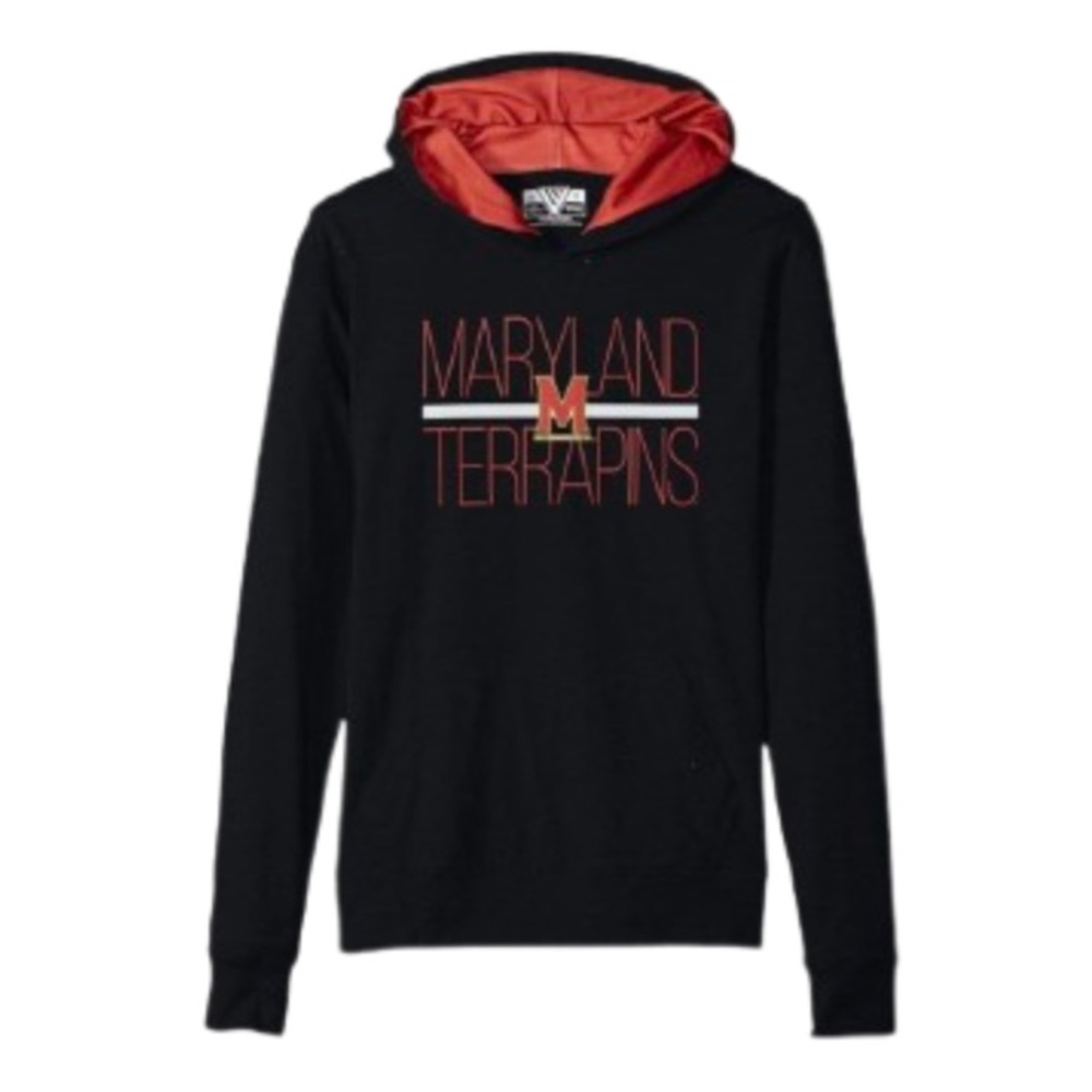 Maryland Terrapins UMD Terps Women's Recovery Line Em Up Pullover Hoodie Black L